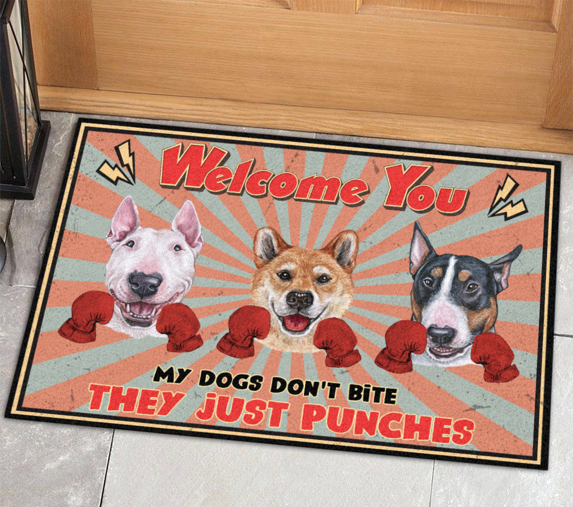 Personalized Doormat for Pet Lovers - Welcome you - Dogs punch - Choose up to 3 Pets/Dogs/Cats - Furlidays - 