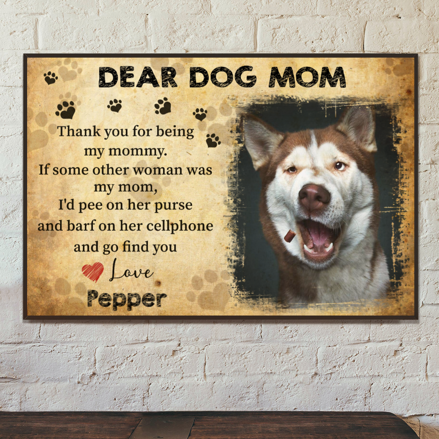 Personalized Canvas/Canvas with Frame/Poster For Pet Lovers - Dear Dog Mom-Dogs upload Image up to 4 Pets/Dogs/Cats - Furlidays