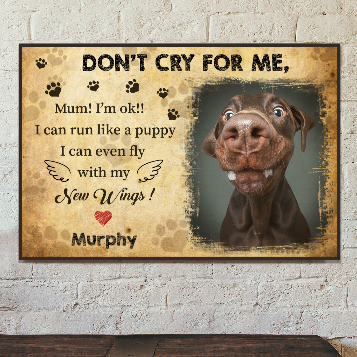 Personalized Canvas/Canvas with Frame/Poster For Pet Lovers - Don't cry for me. Mum I'm ok-Dogs upload Image up to 4 Pets/Dogs/Cats - Furlidays