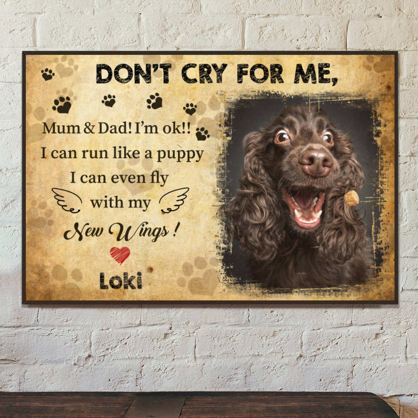 Personalized Canvas/Canvas with Frame/Poster For Pet Lovers - Don't cry for me. Mum & Dad I'm ok-Dogs upload Image up to 4 Pets/Dogs/Cats - Furlidays
