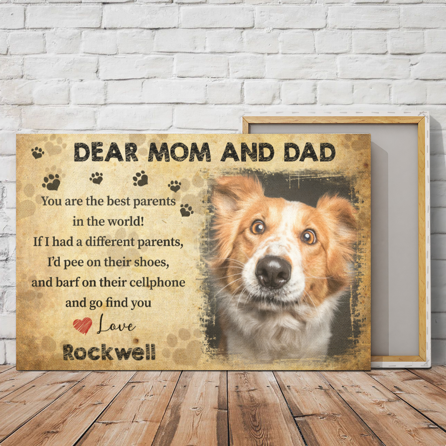 Personalized Canvas/Canvas with Frame/Poster For Pet Lovers - Dear Mom and Dad-Dogs upload Image up  to 4 Pets/Dogs/Cats - Furlidays