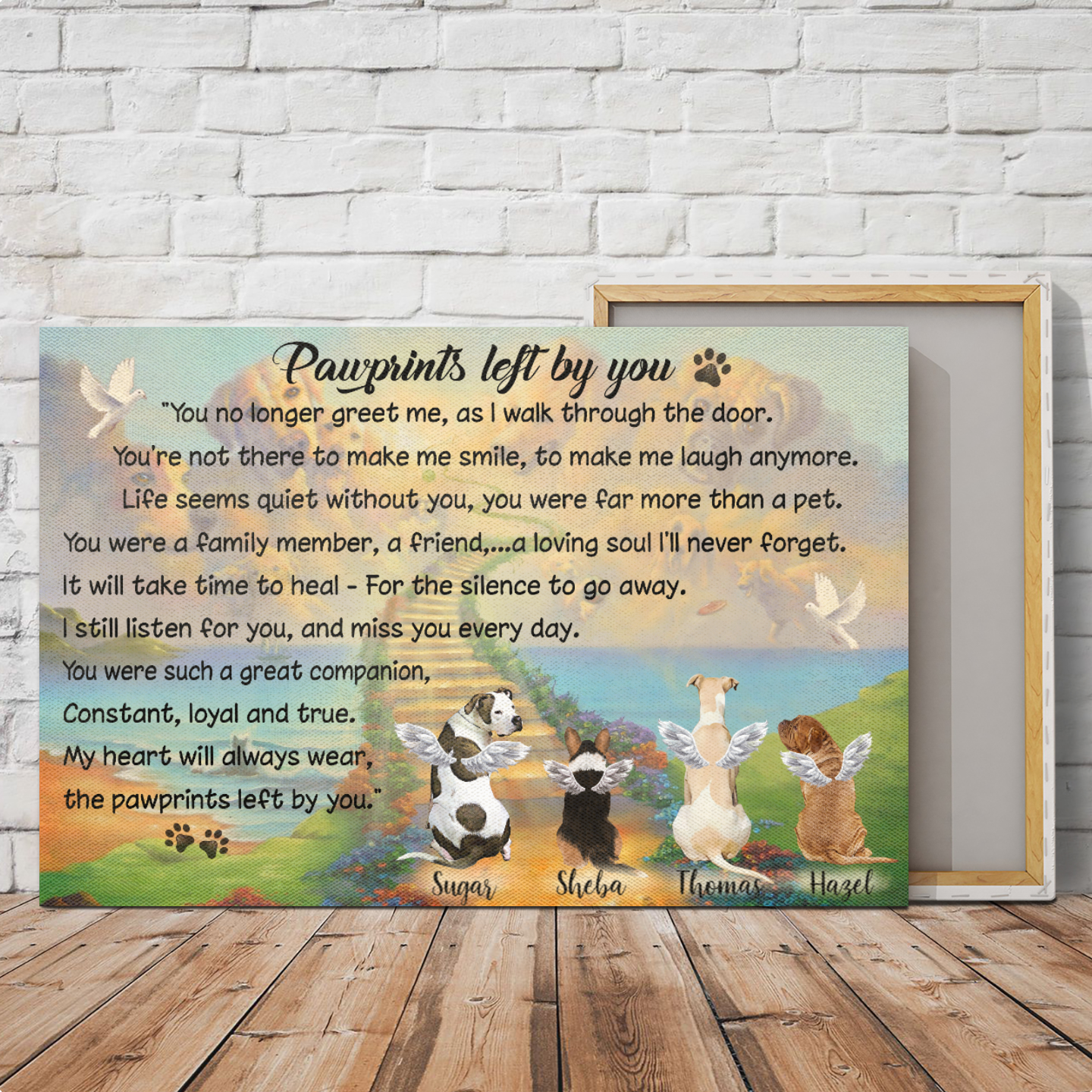 Personalized Canvas/Poster Prints For Friends/Pet Lovers - Best Gift Personalized With Dogs/Cats Breed & Names - Pawprints left by you